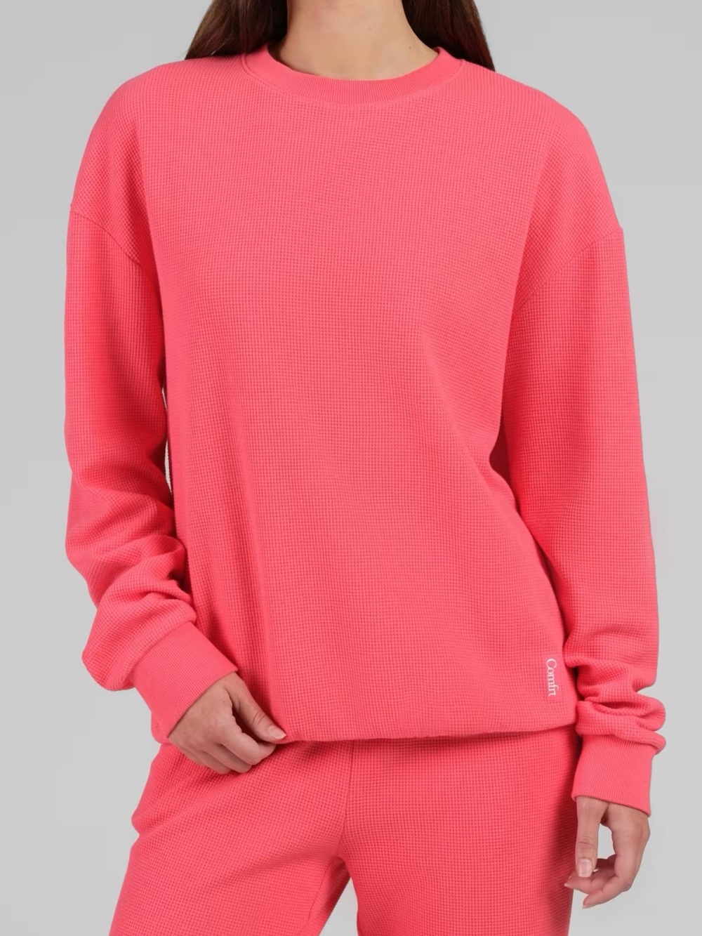 Comfrt Waffle Cotton Blend Long Sleeve Lounge Tee
